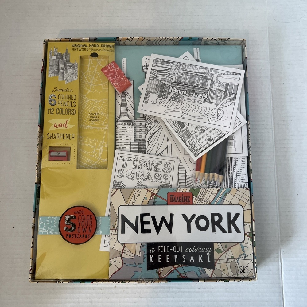Bendon NYC Fold Out Coloring Box Set - A Fold-out Coloring Keepsake Postcards